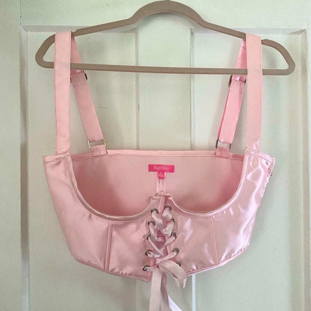 Sugar Thrillz Dolls Kill Pink Blush My Beloved Underbust Corset Coquette Top